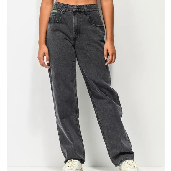 EMPYRE Y2K Vibes Dark Grey Black Wash Baggy High Waisted Tori Skater Jeans